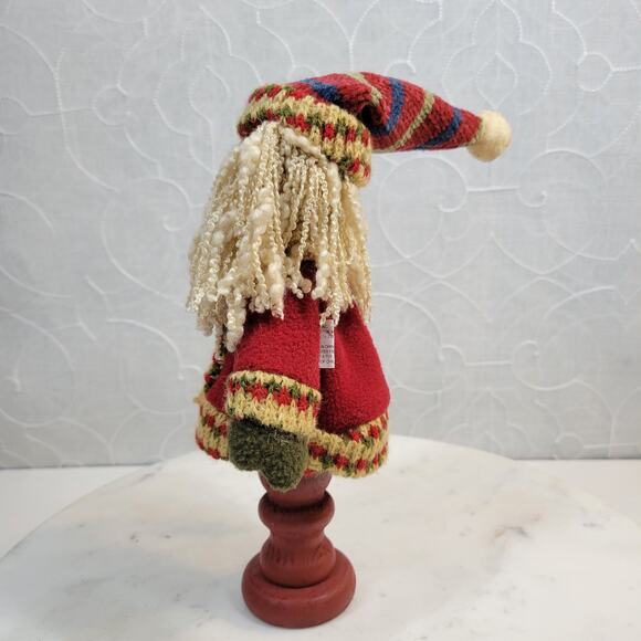 Four Star Primitive Santa Holding Star Plush 9" Wood Pedestal Handmade 2006 - Picture 15 of 16